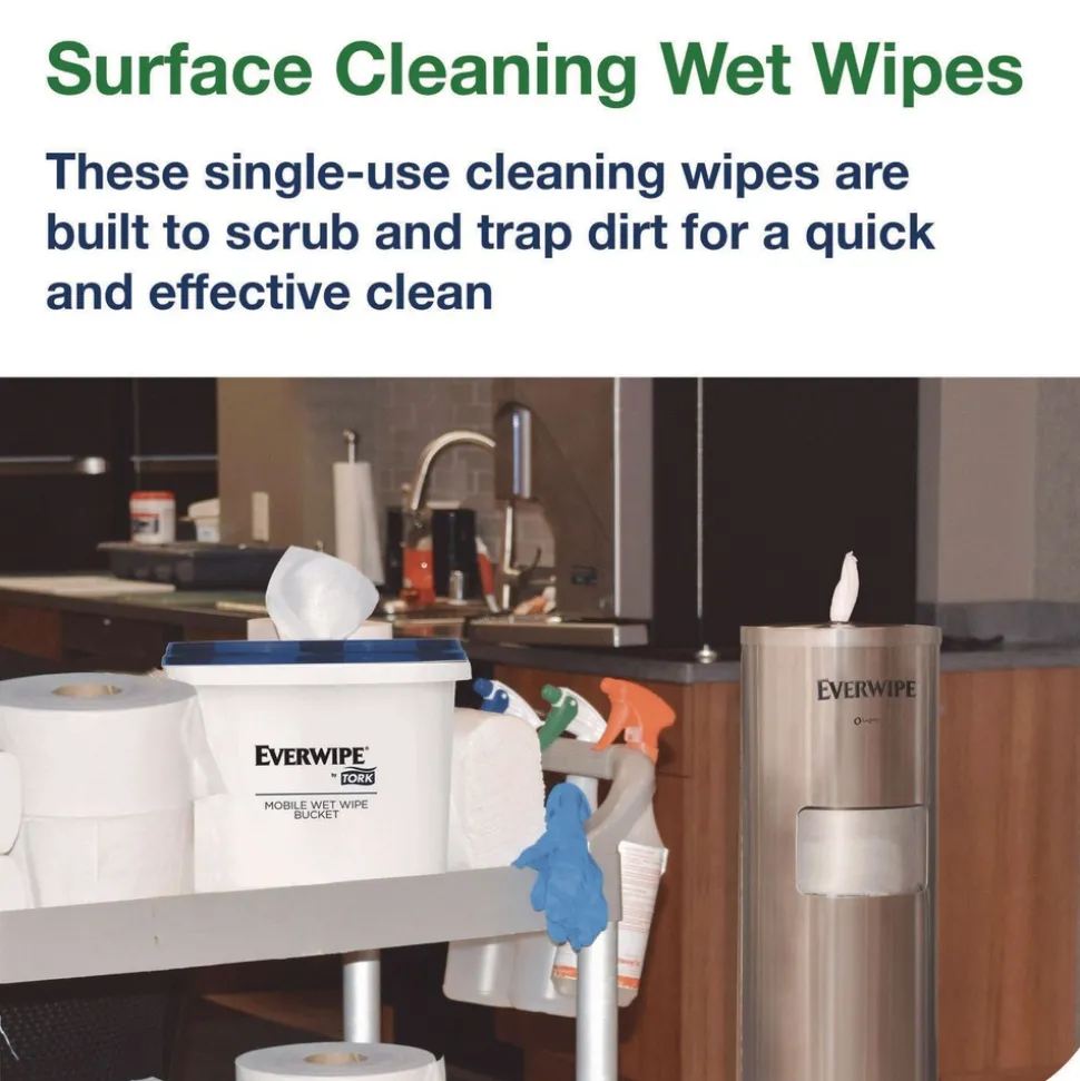 Tork 6 in. x 6 in. 1-Ply Surface Cleaning Wet Wipe - Lemon, White (4 Rolls/Carton)