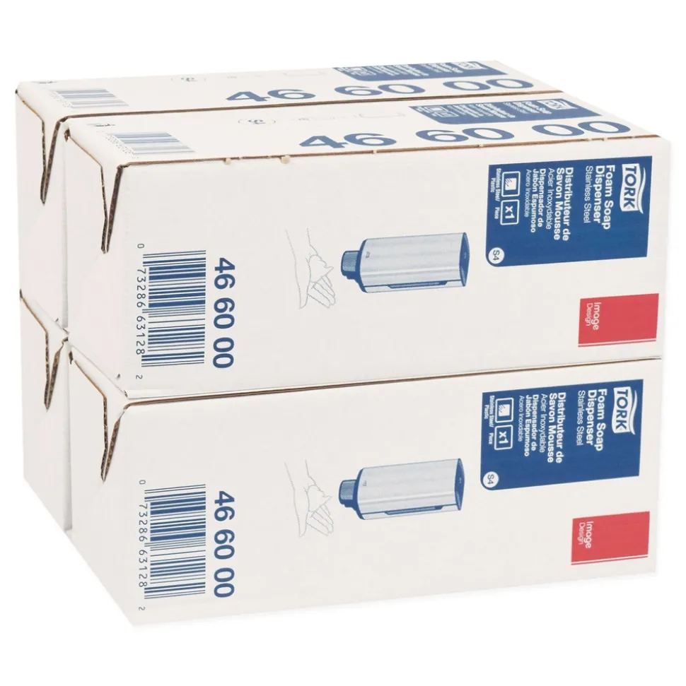 Tork 4.25 in. x 4.25 in. x 11.38 in. 1 Liter Bottle 33 oz. Bottle Foam Skincare Manual Dispenser - Stainless Steel