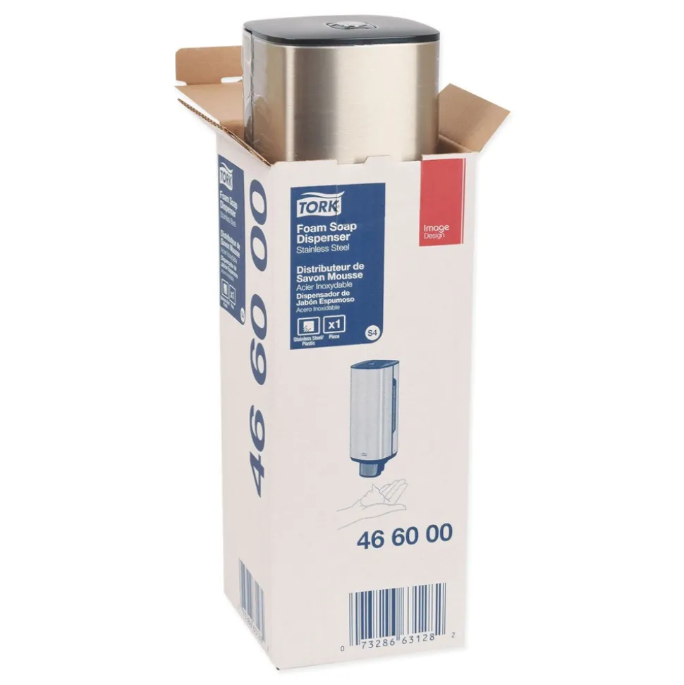 Tork 4.25 in. x 4.25 in. x 11.38 in. 1 Liter Bottle 33 oz. Bottle Foam Skincare Manual Dispenser - Stainless Steel