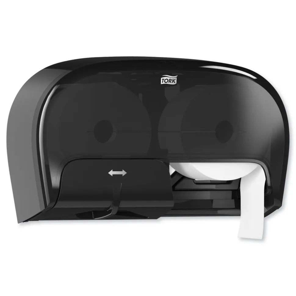 Tork 16.62 in. x 5.25 in. x 9.93 in. High Capacity Bath Tissue Roll Dispenser for OptiCore - Black (1/Carton)