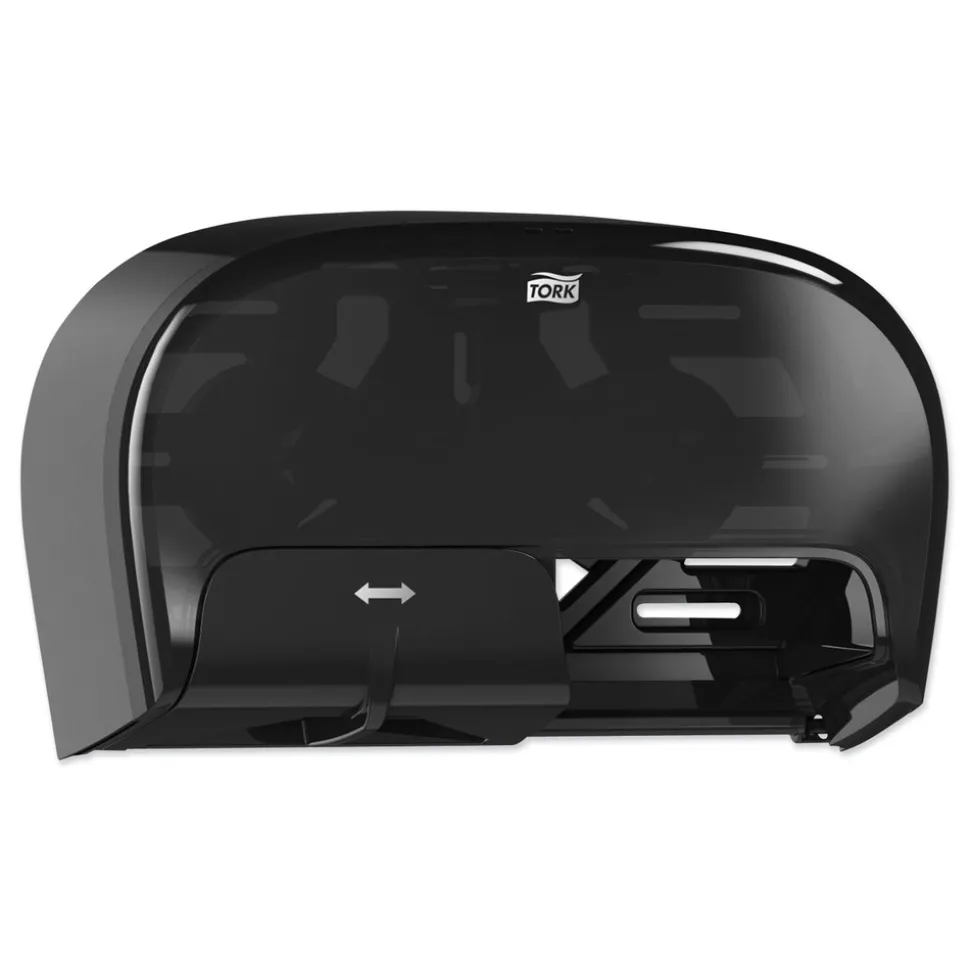 Tork 16.62 in. x 5.25 in. x 9.93 in. High Capacity Bath Tissue Roll Dispenser for OptiCore - Black (1/Carton)