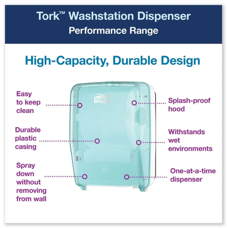Tork 12.56 in. x 10.57 in. x 18.09 in. Washstation Dispenser - Aqua/White
