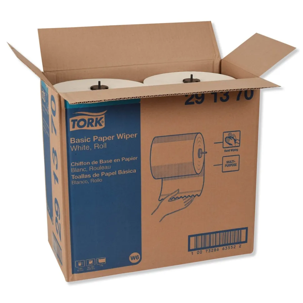 Tork 291370 1-Ply 7.68 in. x 1150 ft. Basic Paper Wiper Roll Towel - White (4/Carton)