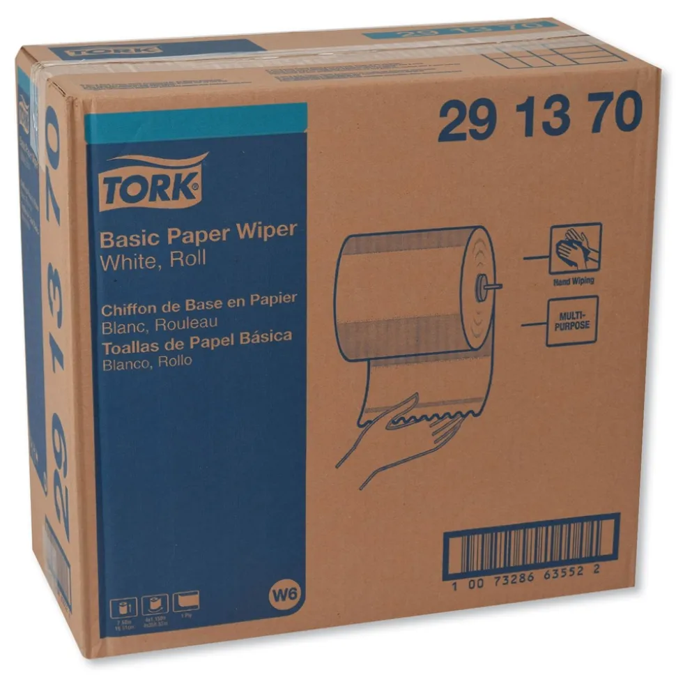 Tork 291370 1-Ply 7.68 in. x 1150 ft. Basic Paper Wiper Roll Towel - White (4/Carton)