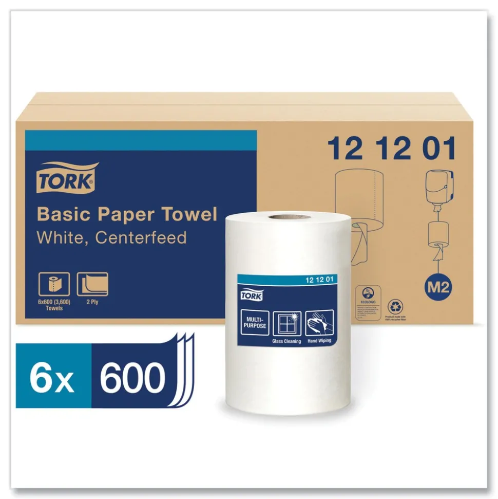 Tork 2 Ply 9 in. x 11.8 in. Advanced Centerfeed Hand Towel - White (6/Carton)