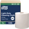 Tork 500105 1-Ply 9 in. x 12.4 in. Light Duty Cleaning Cloth Giant Roll - White (1/Carton)