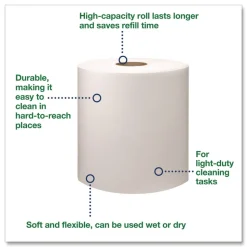 Tork 500105 1-Ply 9 in. x 12.4 in. Light Duty Cleaning Cloth Giant Roll - White (1/Carton)