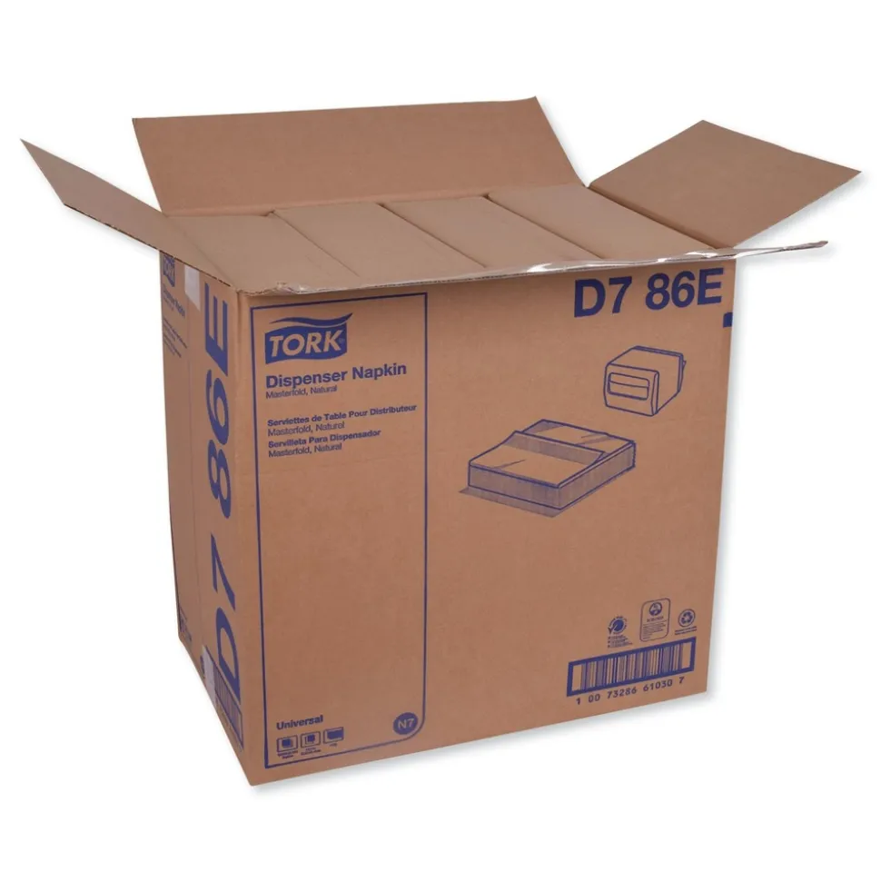 Tork 1 Ply 13 in. x 12 in. Masterfold Dispenser Napkins - Natural (6000/Carton)