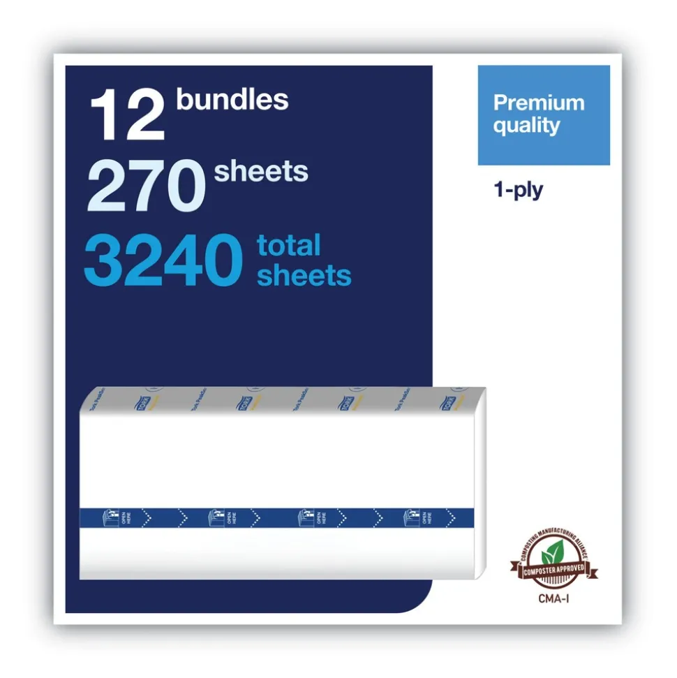 Tork 105066 1-Ply 7.91 in. x 8.85 in. PeakServe Continuous Hand Towel - White (12/Carton)