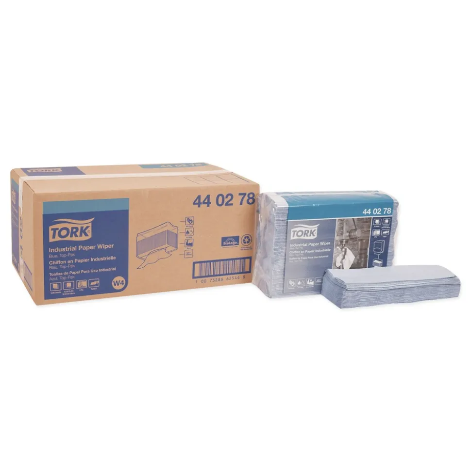 Tork 440278 4-Ply 12.8 in. x 16.4 in. Unscented Industrial Paper Wiper - Blue (450/Carton)