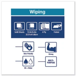 Tork 440278 4-Ply 12.8 in. x 16.4 in. Unscented Industrial Paper Wiper - Blue (450/Carton)