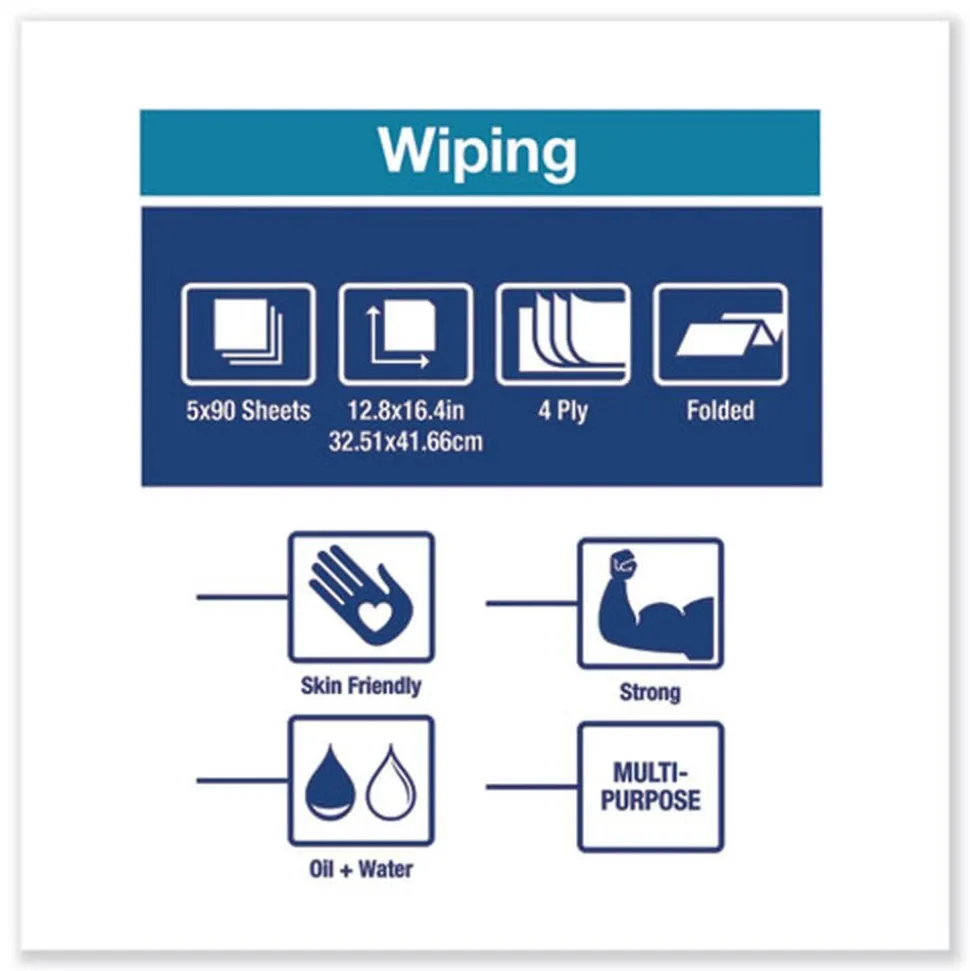 Tork 440278 4-Ply 12.8 in. x 16.4 in. Unscented Industrial Paper Wiper - Blue (450/Carton)