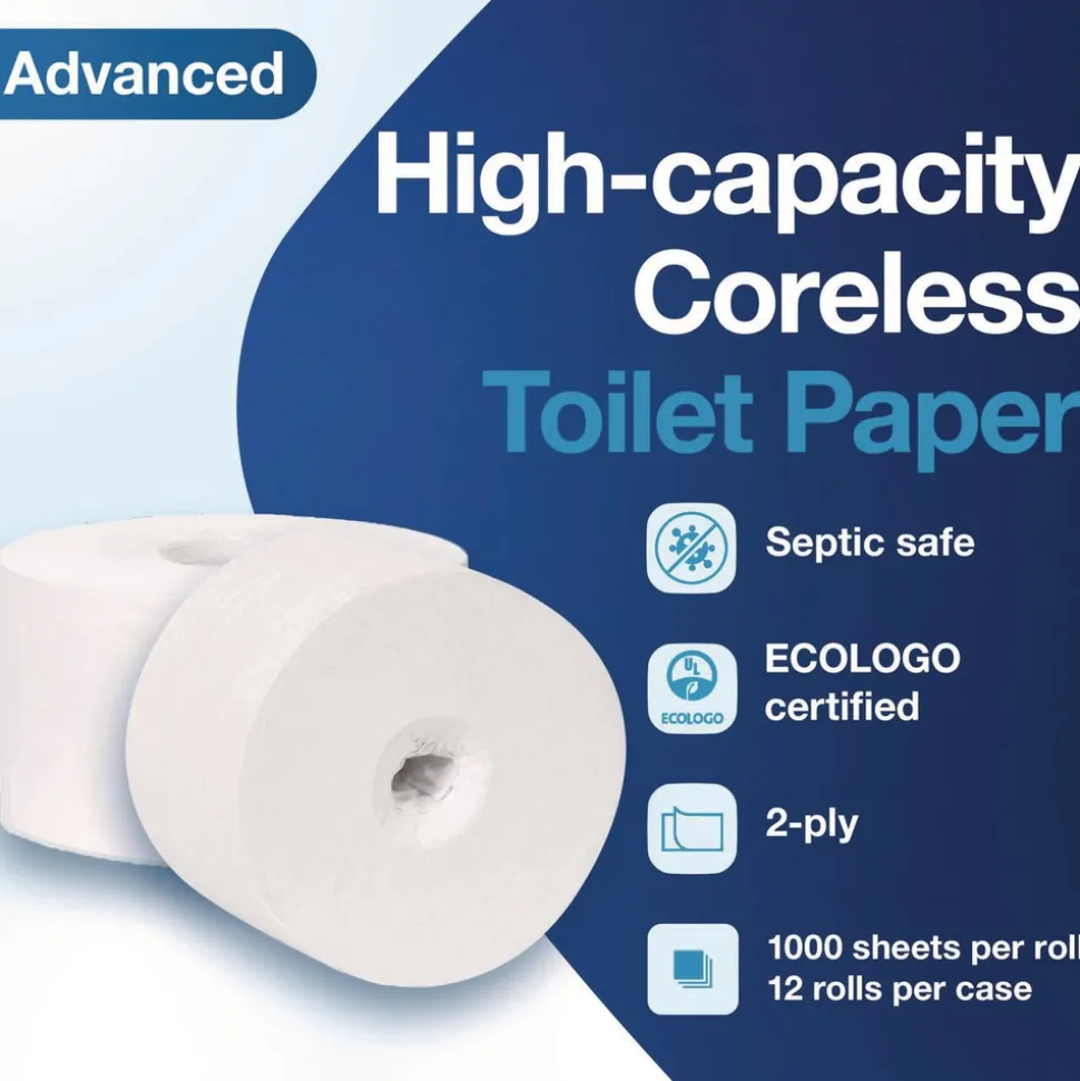 Tork 472881 2-Ply Advanced Coreless High Capacity Bath Tissue - White (12 Rolls/Carton)