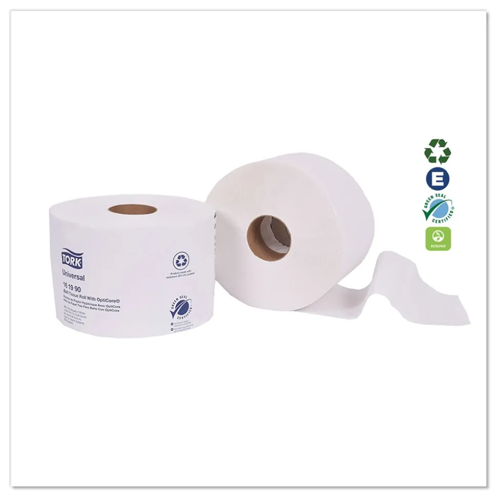 Tork 161990 2-Ply Septic Safe Universal Bath Tissue Roll with OptiCore - White (36/Carton)
