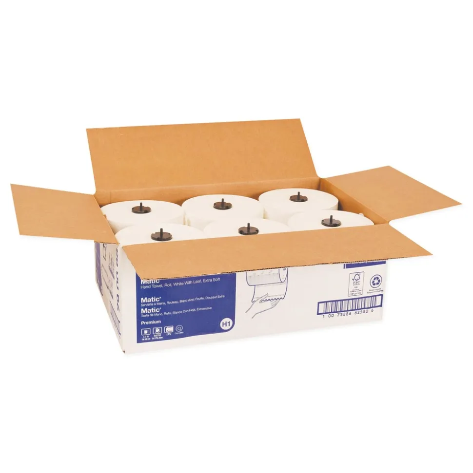 Tork 290096 Premium Matic 7.7 in. x 575 ft. 2-Ply Extra Soft Hand Towel Roll - White (6/Carton)