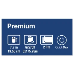Tork 290096 Premium Matic 7.7 in. x 575 ft. 2-Ply Extra Soft Hand Towel Roll - White (6/Carton)
