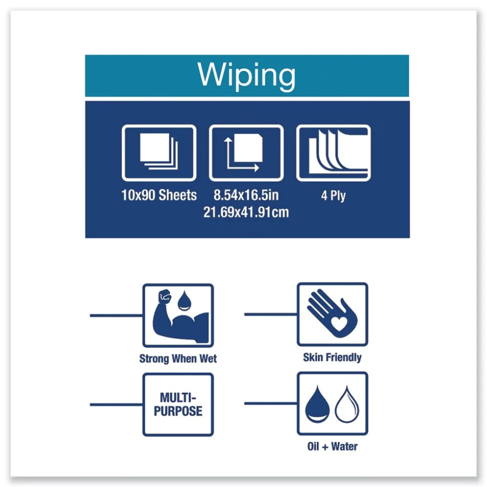 Tork 440245A 4-Ply 8.54 in. x 16.5 in. Unscented Industrial Paper Wiper - Blue (900/Carton)