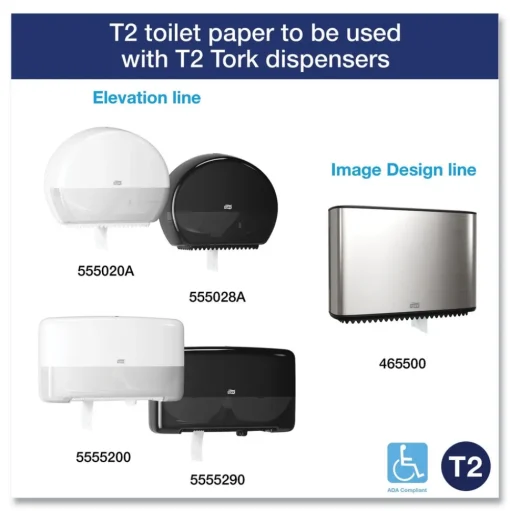 Tork Advanced 3.48 in. x 751 ft. 2-Ply Septic Safe Mini-Jumbo Roll Bath Tissue - White (12/Carton)