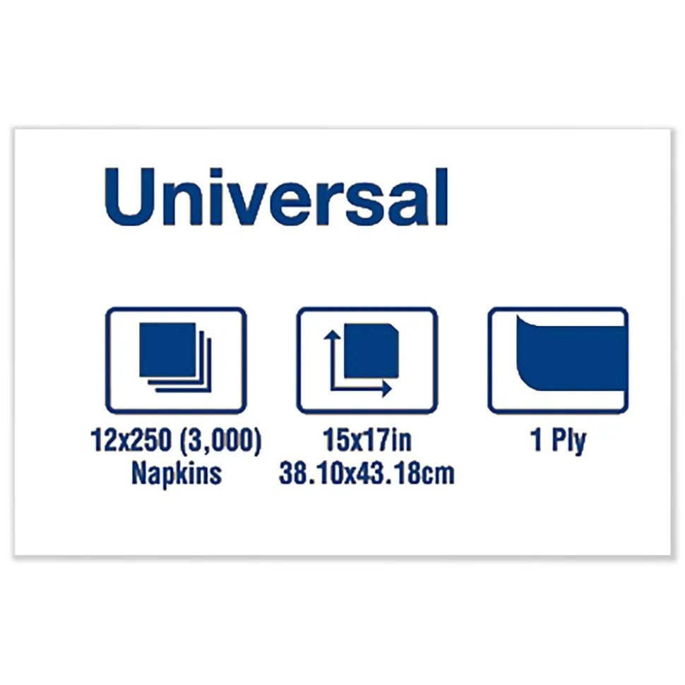 Tork N5181A 1-Ply 15 in. x 17 in. 1/8 Fold Universal Dinner Napkins - White (3000/Carton)