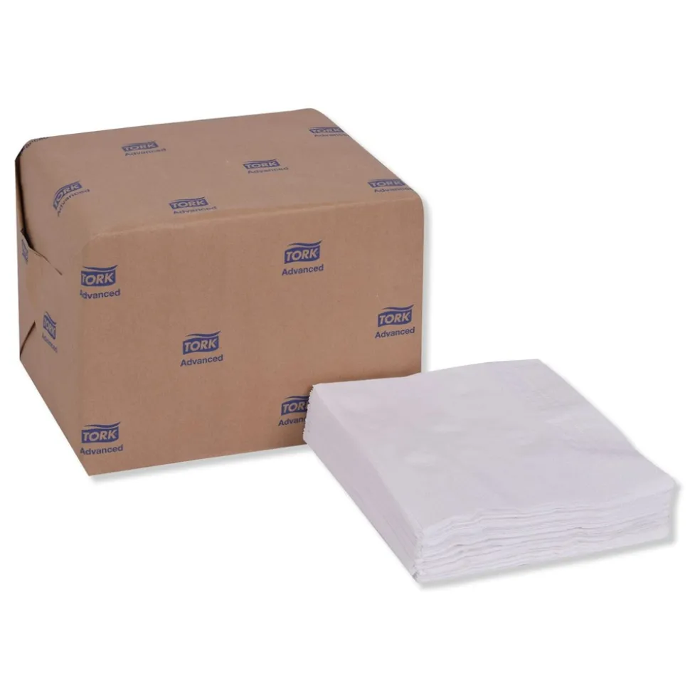 Tork NP5240C 2-Ply 15 in. x 16.25 in. Advanced Dinner Napkins - White (8/Carton)
