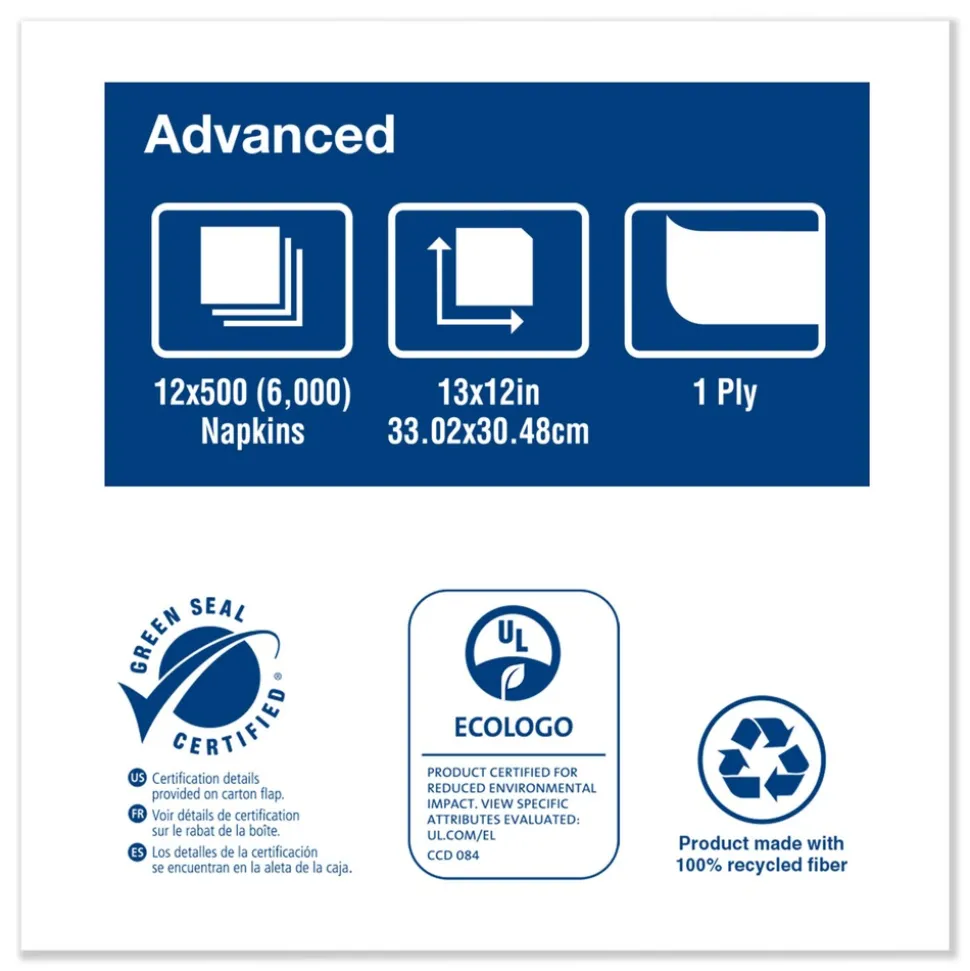 Tork 1-Ply 13 in. x 12 in. Advanced Soft Minifold Dispenser Napkins - Natural (6000/Carton)
