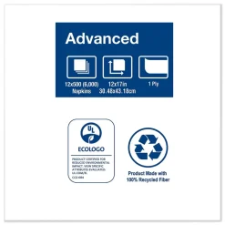 Tork 1-Ply 12 in. x 17 in. Advanced Masterfold Dispenser Napkins - White (6000/Carton)