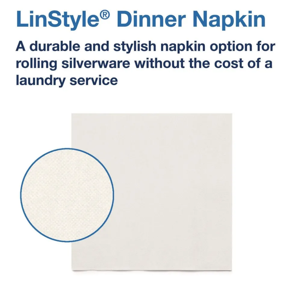 Tork 1-Ply 15 in. x 16 in. LinStyle Dinner Napkin - White (1000/Carton)