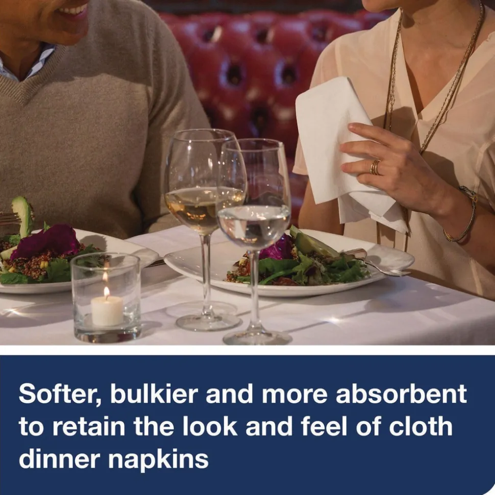 Tork 1-Ply 15 in. x 16 in. LinStyle Dinner Napkin - White (1000/Carton)