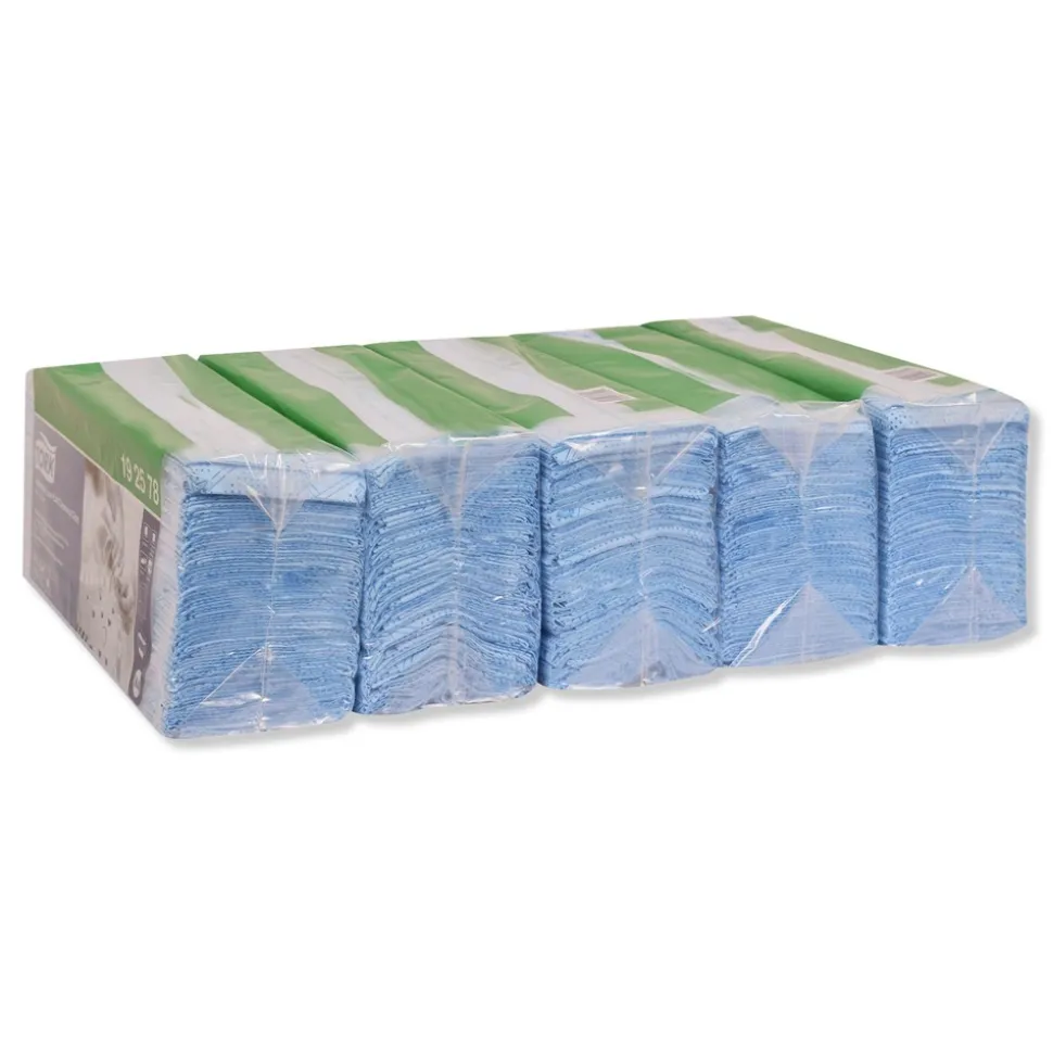 Tork 1-Ply 15.4 in. x 12.8 in. Unscented Low-Lint Cleaning Cloth - Blue (5/Carton)