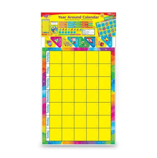 TREND 22 in. x 17 in. 12-Month Year Around Calendar Bulletin Board Set - Assorted Colors (106/Set)