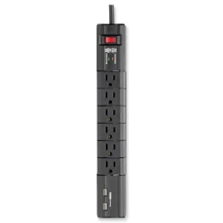 Tripp Lite Protect It! 8 ft. Cord 6 AC Outlets/2 USB Ports 1,080 J Surge Protector - Black