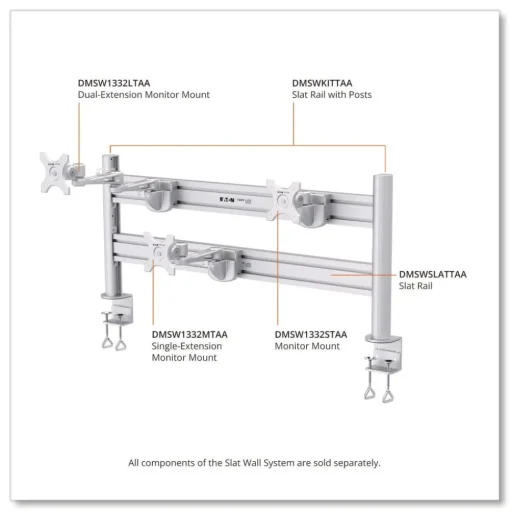 Tripp Lite Slat Rail for Slat Wall System for 32-in TVs 3.39w x 1.8d x 41h Silver Supports 33 lb