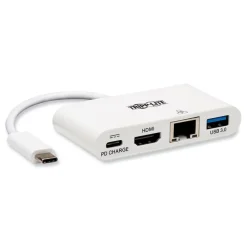 Tripp Lite USB-C 4K HDMI USB-A PD Charging 4K Dock with Charging and Ethernet - White