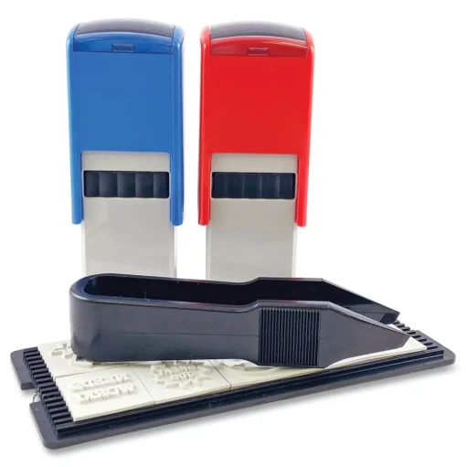 Trodat Printy 10-in-1 0.63 in. Diameter Self-Inking Teacher Stamp - Blue/Red