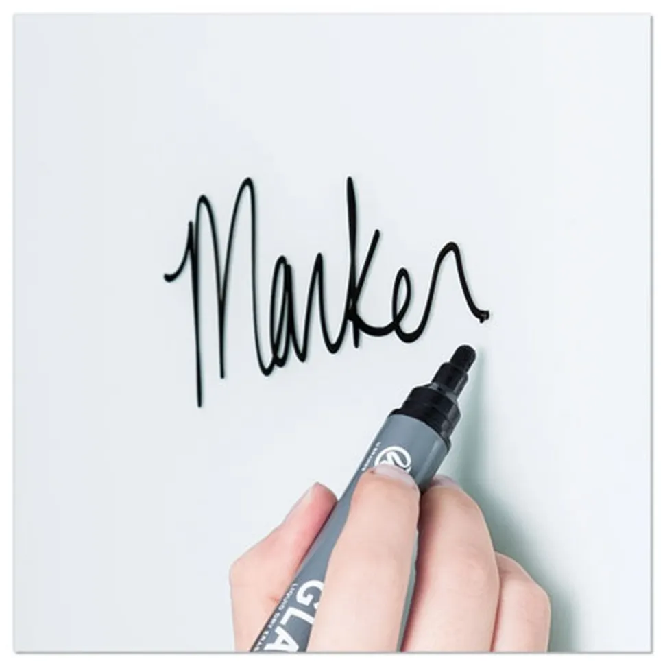 U Brands 20 in. x 16 in. Cubicle Glass Dry Erase Board - White Surface