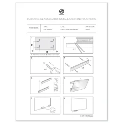U Brands 35 in. x 23 in. Floating Glass Ghost Grid Dry Erase Board - White