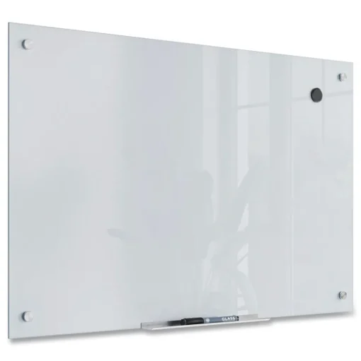 U Brands 35 in. x 23 in. Magnetic Glass Dry Erase Board Value Pack - Frosted White