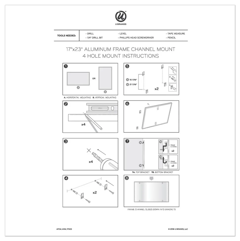 U Brands 23 in. x 17 in. 4N1 Magnetic Dry Erase Combo Board - Tan/White Surface, Silver Aluminum Frame