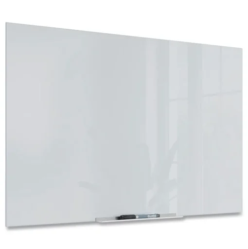 U Brands 35 x 23 Floating Glass Dry Erase Board - White