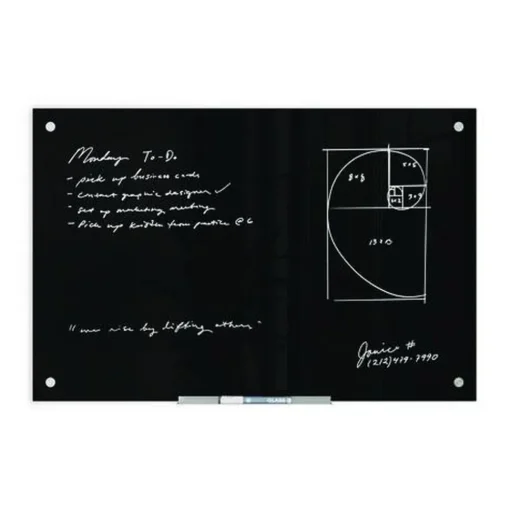 U Brands 35 x 23 Glass Dry Erase Board - Black Surface