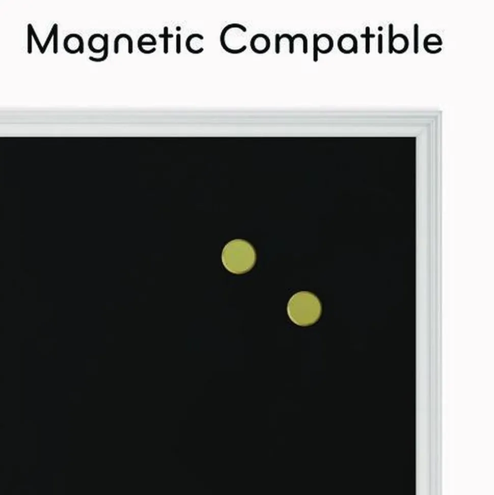 U Brands 30 x 20 Magnetic Chalkboard with Decor Frame - Black Surface/White Wood Frame