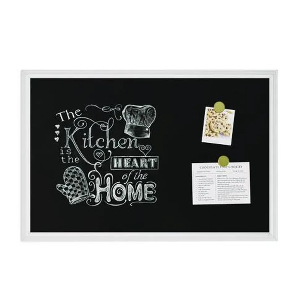 U Brands 30 x 20 Magnetic Chalkboard with Decor Frame - Black Surface/White Wood Frame