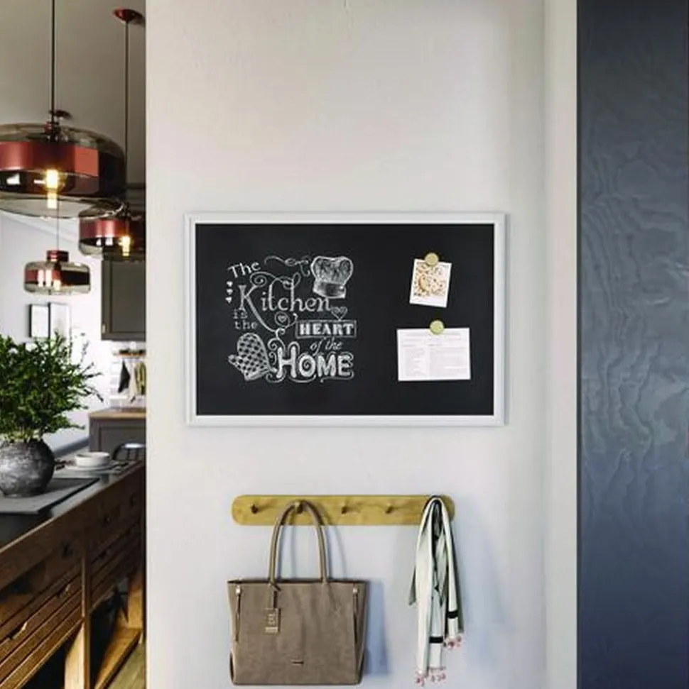 U Brands 30 x 20 Magnetic Chalkboard with Decor Frame - Black Surface/White Wood Frame