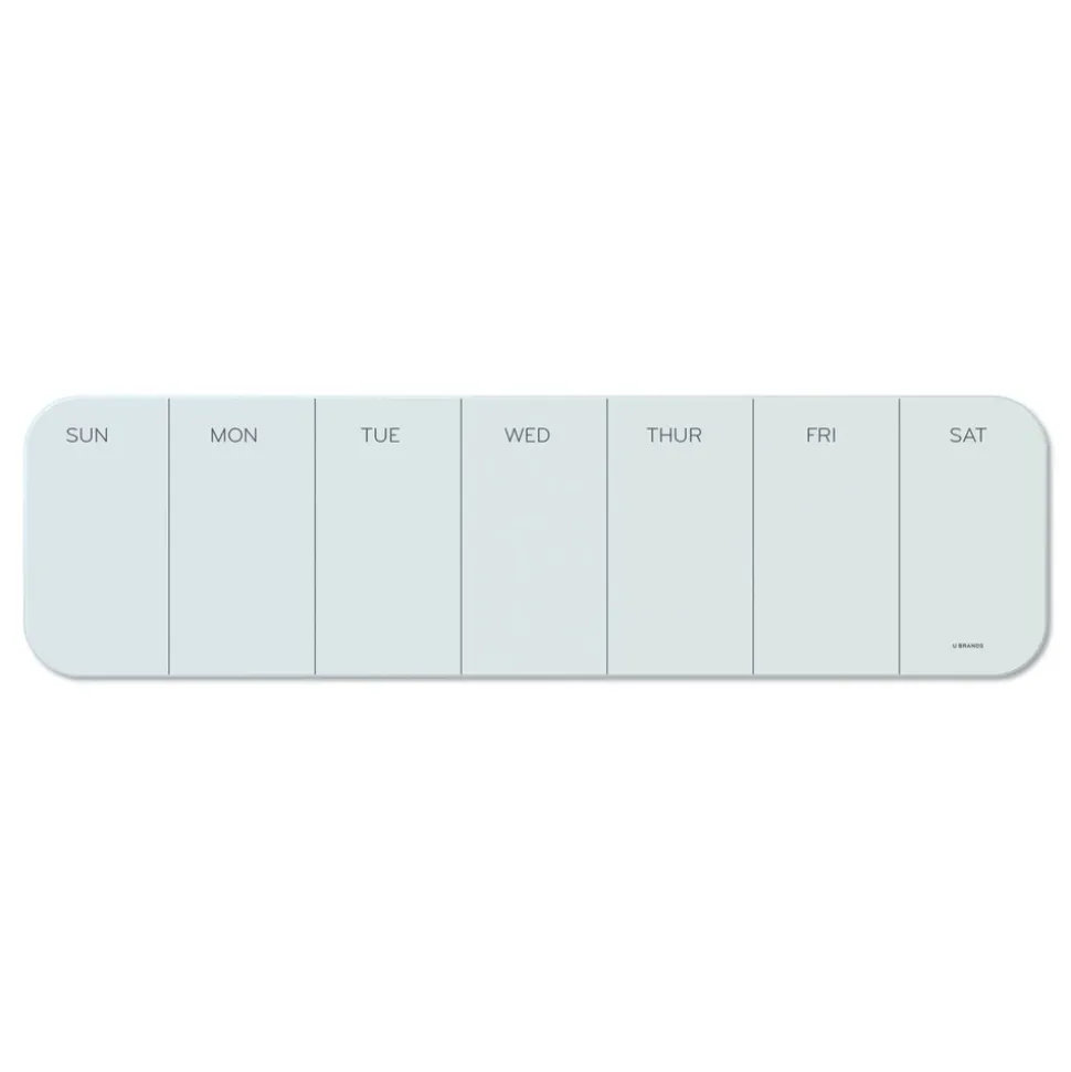 U Brands 20 x 5.5 Undated One-Week Cubicle Glass Dry Erase Board - White Surface