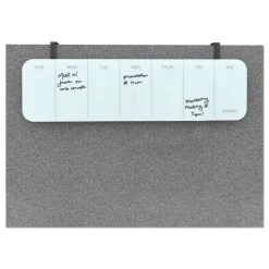 U Brands 20 x 5.5 Undated One-Week Cubicle Glass Dry Erase Board - White Surface