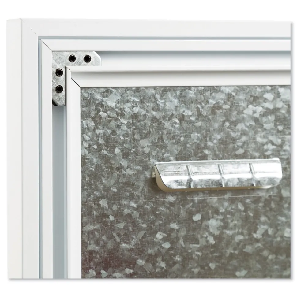 U Brands 3N1 48 x 36 Magnetic Glass Dry Erase Combo Board - Gray/White Surface/White Frame