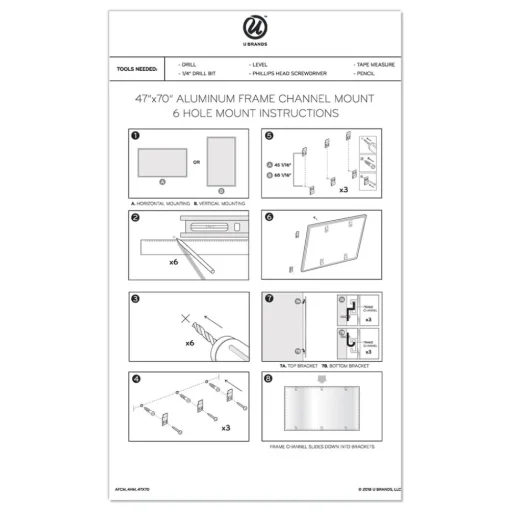 U Brands PINIT 72 in. x 48 in. Magnetic Dry Erase Board - White Surface/Satin Aluminum Frame