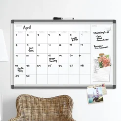 U Brands PINIT 35 x 35 Magnetic Dry Erase Undated One Month Calendar - White