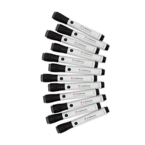 U Brands U-Defense Antimicrobial Broad Chisel Tip Dry-Erase Markers - Black (12/Pack)