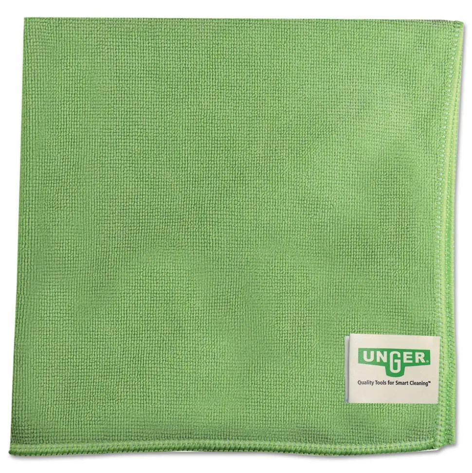 Unger 16 in. x 15 in. SmartColor Microfiber MicroWipes - Green (10/Pack)